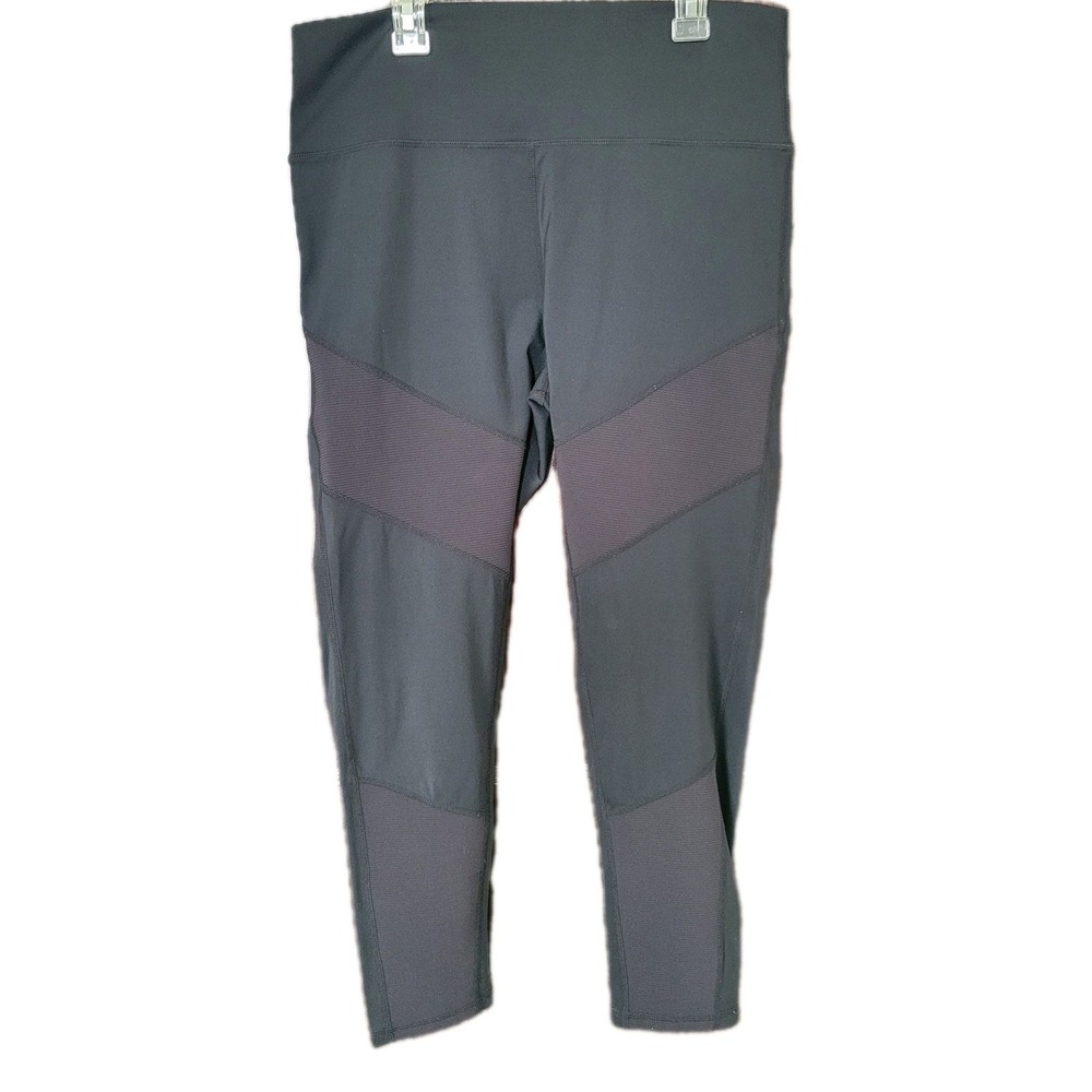 Zyia‎ Active High Waisted Moto Cropped Leggings Black Plus Size 20 EUC Gym